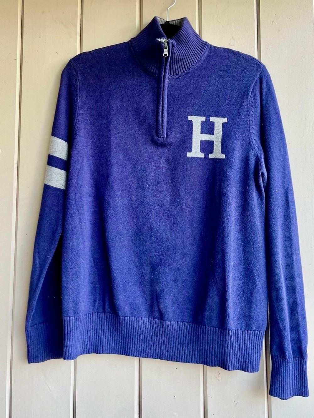 Tommy Hilfiger Men 1/4 Zip Mock Turtle Neck H Logo Solid Sweater Navy Men's S